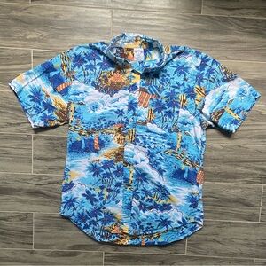 Brooks Brothers Hawaiian Tropical Blue Floral Shirt